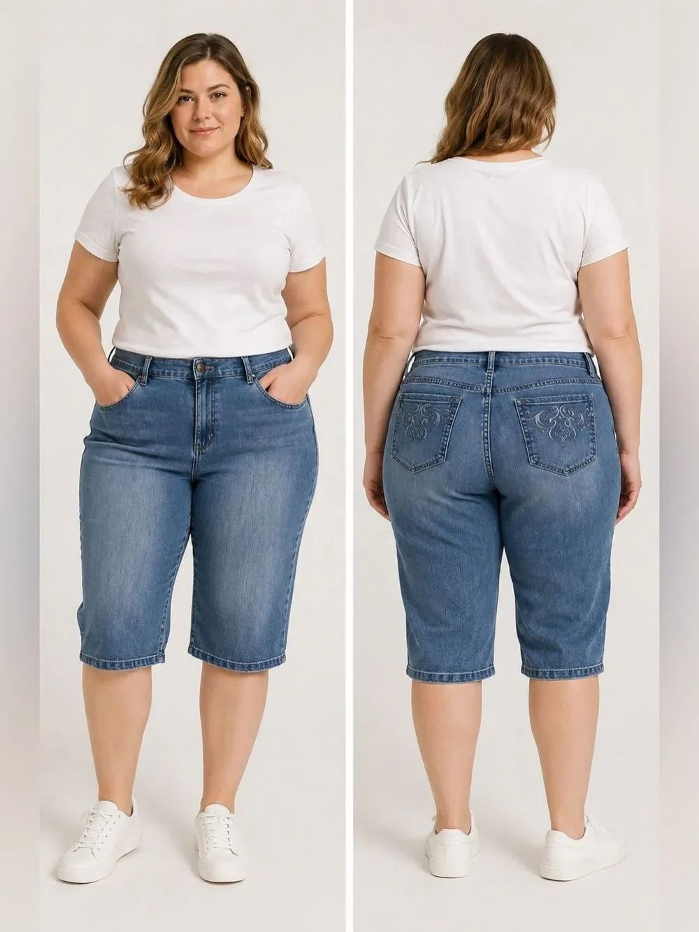 Gloria Vanderbilt Womens Straight Classic Fit Skimmer Capri Denim Pant Size 18W